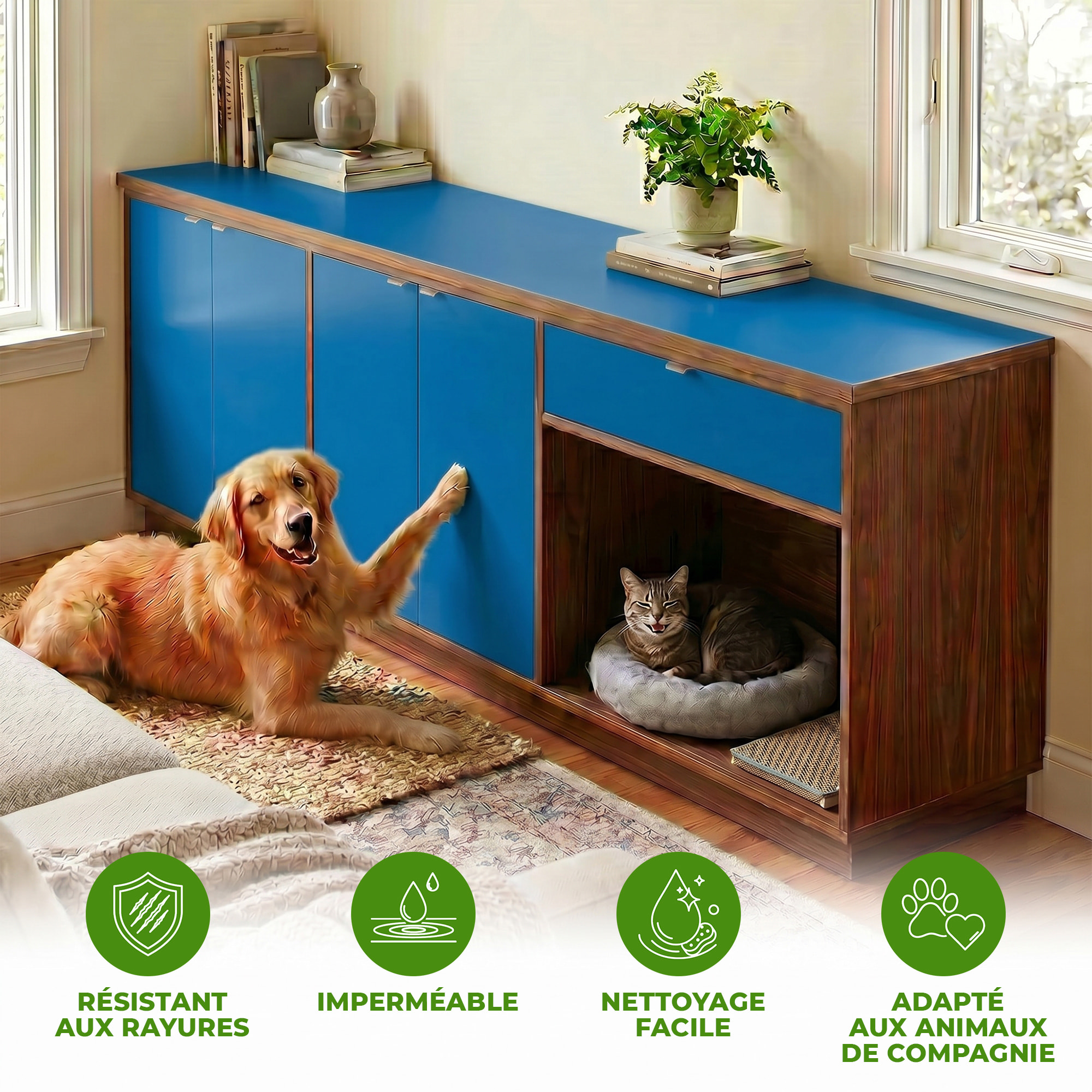 Rouleau adhésif décoratif Vinyle au Mètre - Bleu marine - Sticker Lavable Imperméable Mur Cuisine Meubles