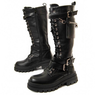 Bota De Plataforma - Negro - Altura: 5 Cm