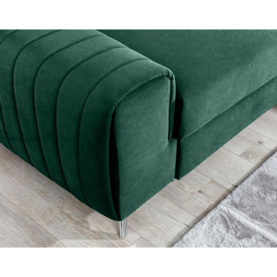 Talisay - canapé d'angle droit - 5 places - convertible avec coffre - en velours - Vert