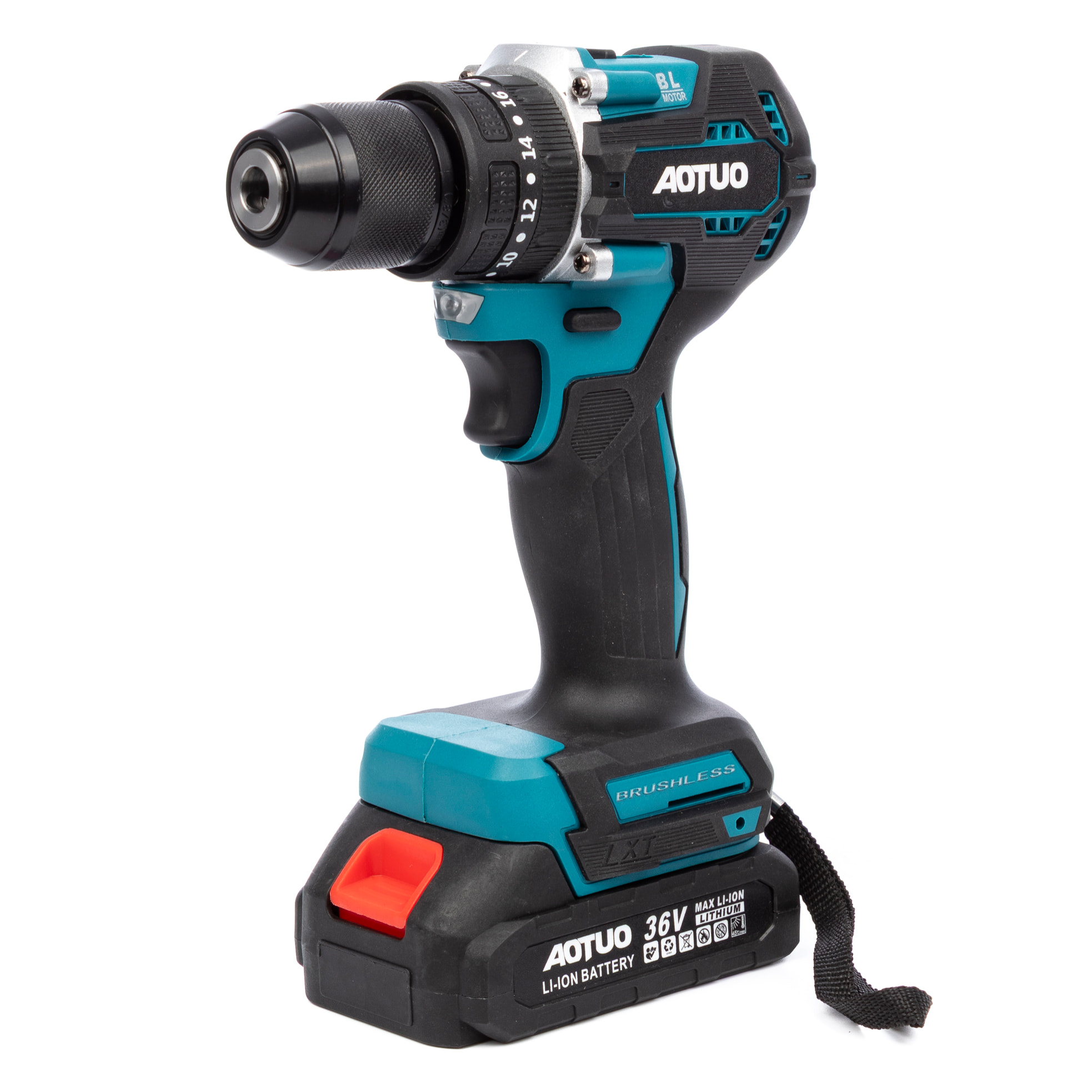 Taladro eléctrico inalámbrico 21V con doble velocidad, motor sin escobillas, maletín de transporte y 24 accesorios. 2 baterías de 6500 mAh.