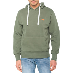 Felpa LIZARD con cappuccio in cotone verde militare