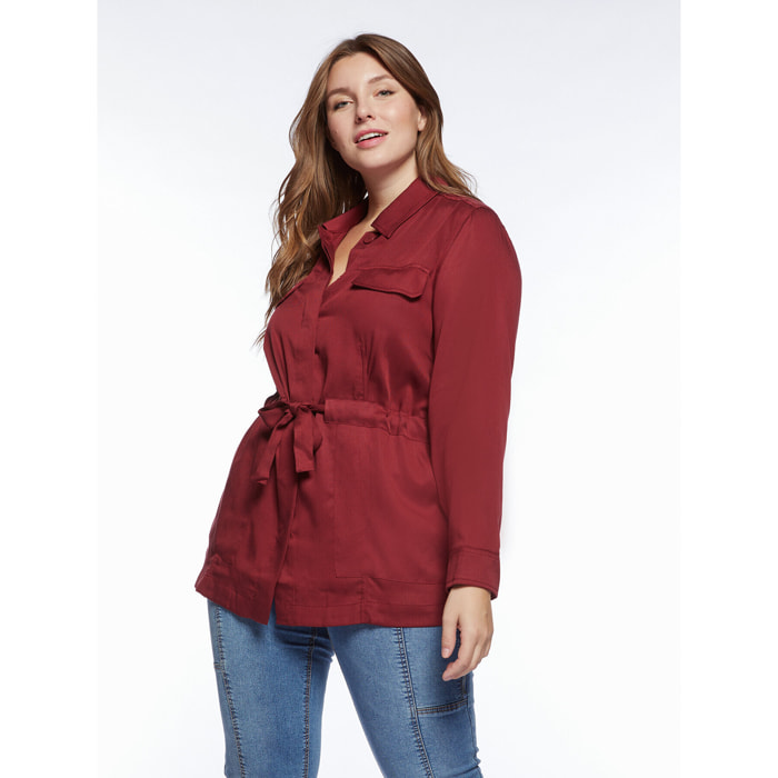 Fiorella Rubino - Camisa utility de tencel - Rojo