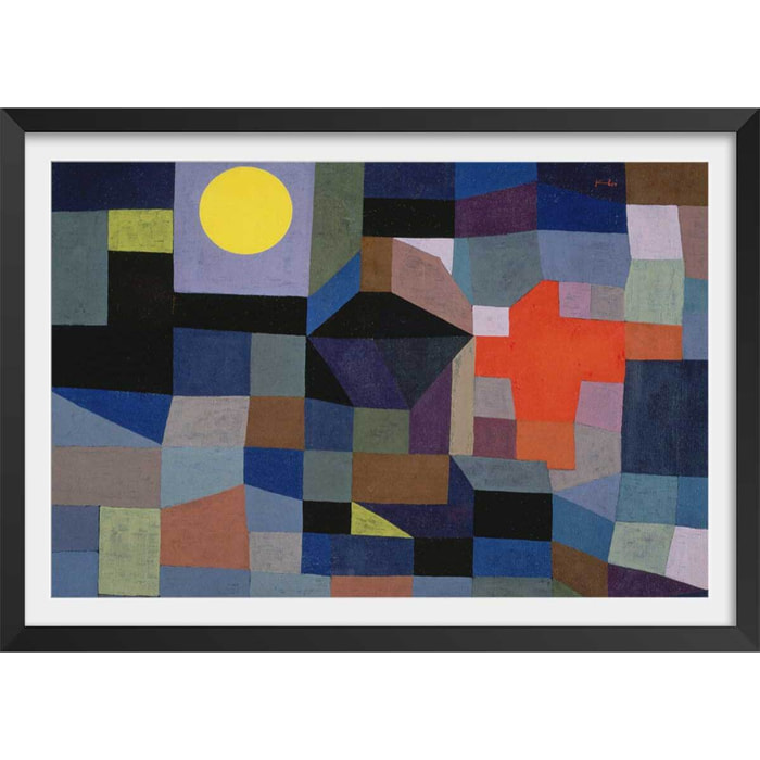 Poster Feu par pleine lune par Paul Klee Affiche sous cadre noir