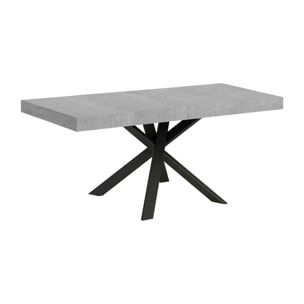 Table extensible 90x90/194 cm Clerk Premium dessus Gris Béton pieds Anthracite