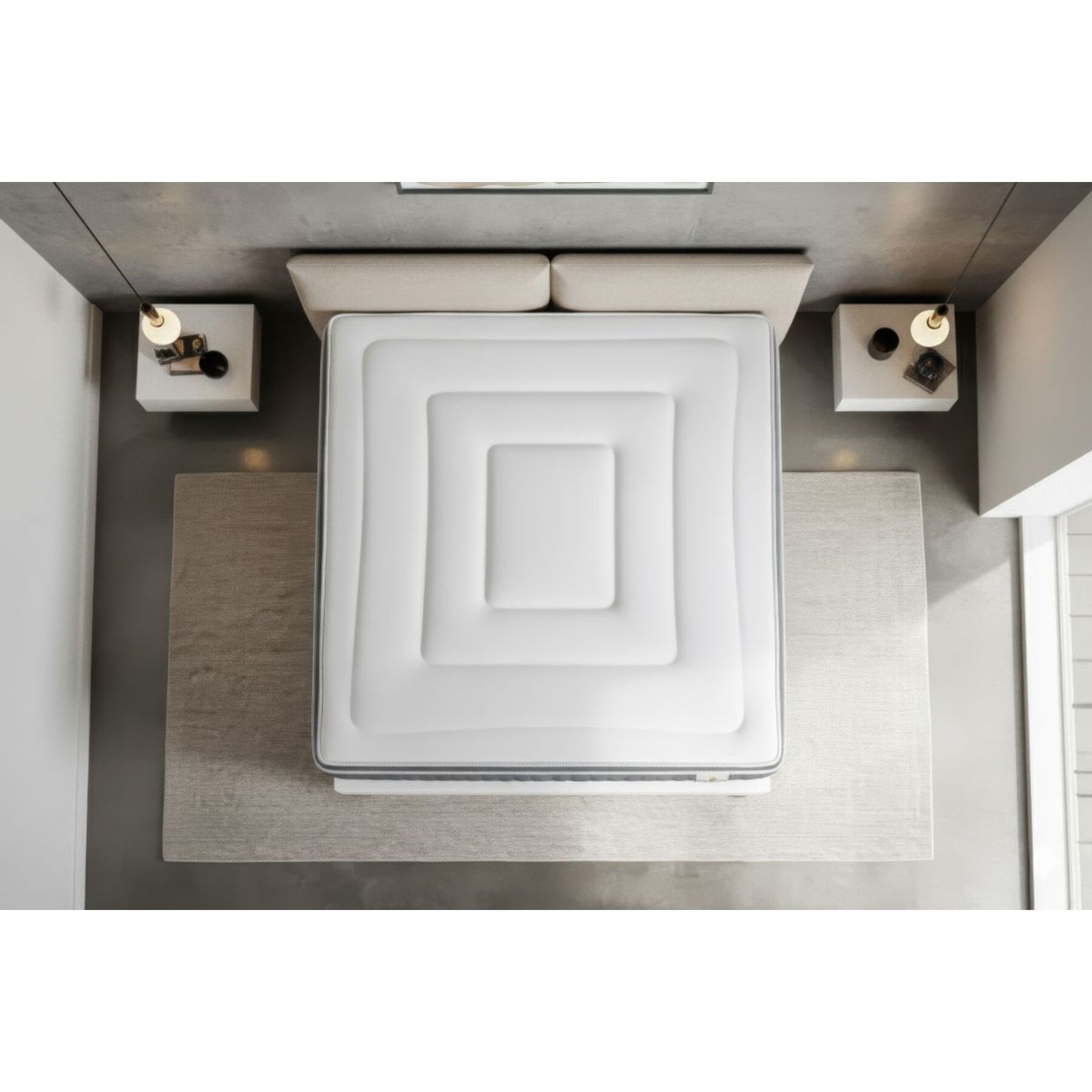 Ensemble Matelas Vingt-Six PLUS - 26cm - Ressorts ensachés et mémoire de forme - Effet nuage - Sommier Tapissier Blanc