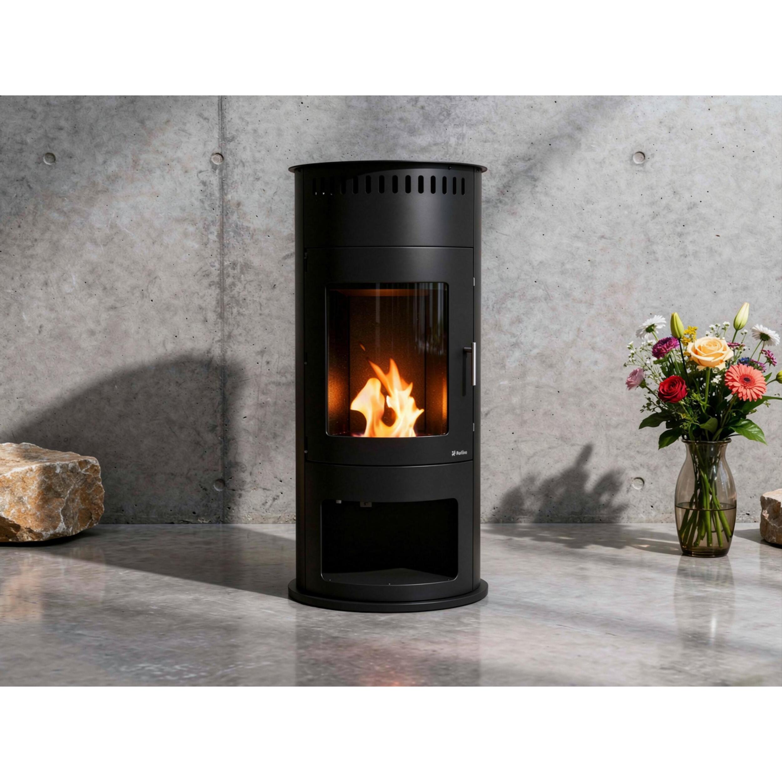 Estufa de etanol en acero negro con puerta de cristal templado BESTFIRE B FLAME PURLINE