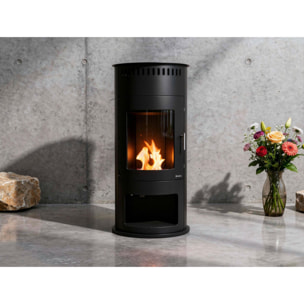 Estufa de etanol en acero negro con puerta de cristal templado BESTFIRE B FLAME PURLINE