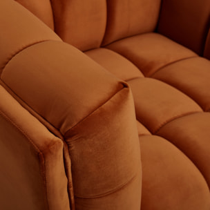 Fauteuil en velours orange curcuma - Mona