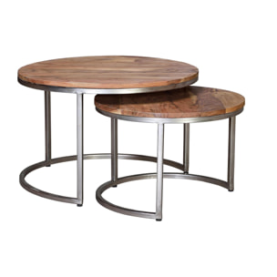 Set de 2 mesas nido - madera de mango y hierro