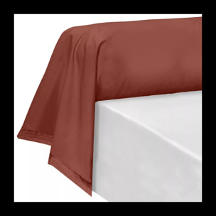 Taie de traversin percale de coton uni orange rouge La percale francaise rouille