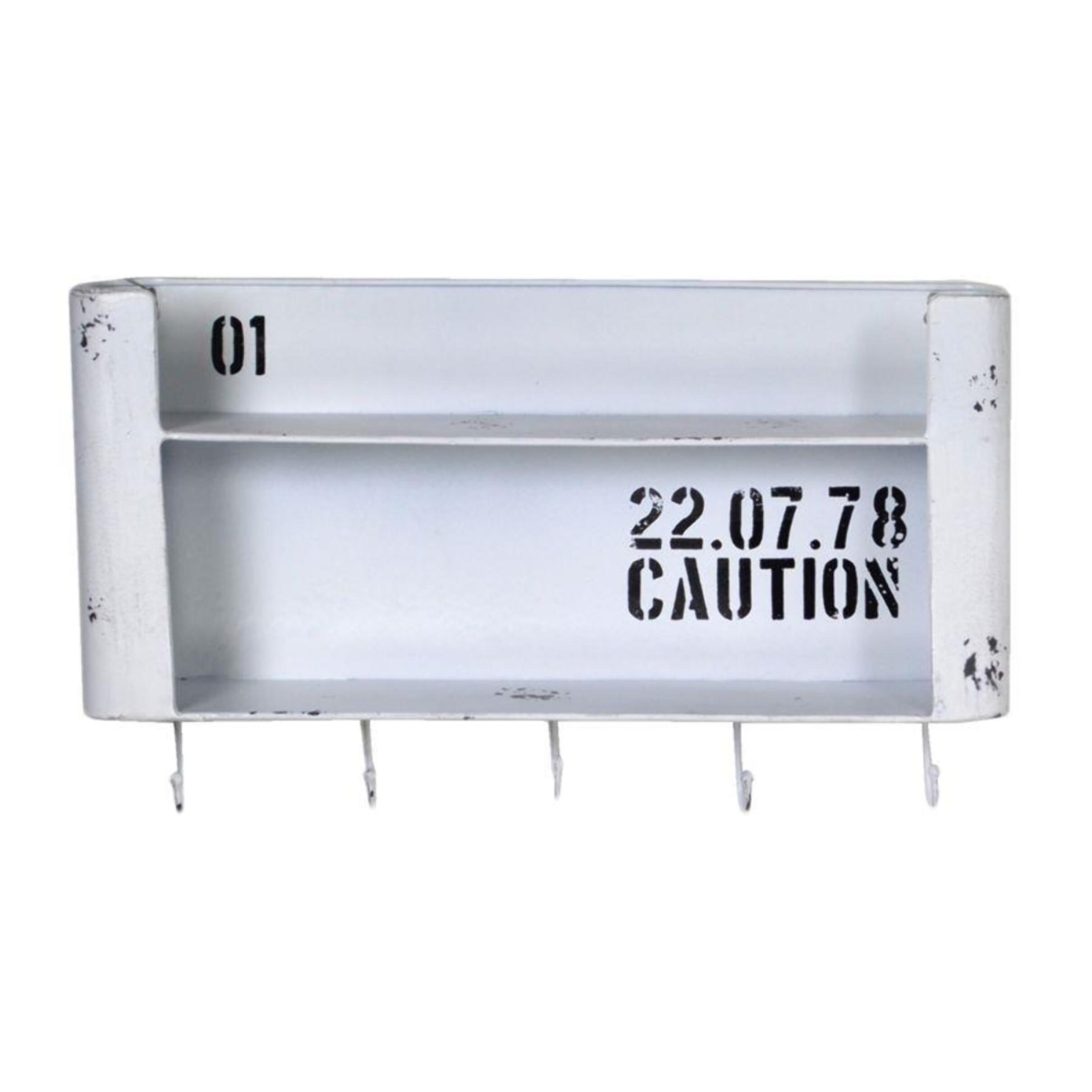 Mensola in metallo Bristol bianco 2 piani con appendino 5 posti rettangolare cm50x10h30