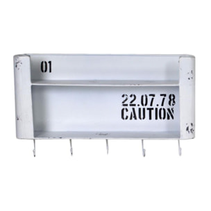 Mensola in metallo Bristol bianco 2 piani con appendino 5 posti rettangolare cm50x10h30