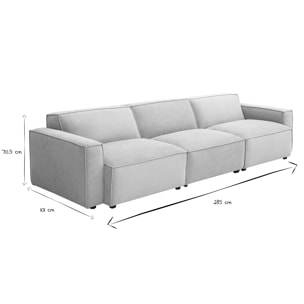 Canapé modulable 4 places en tissu effet velours texturé beige SPLIT