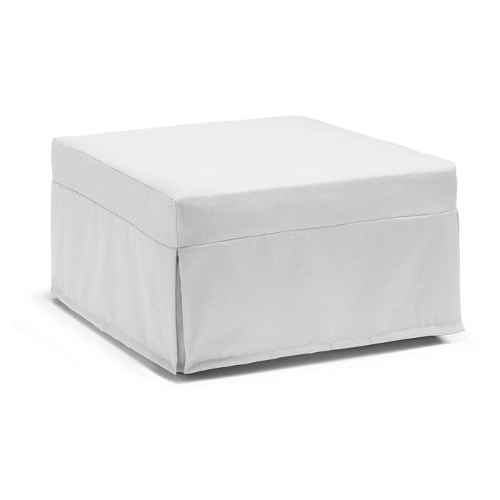 Letto pieghevole Abak, Pouf trasformabile in letto singolo, Pouf in tessuto da soggiorno, 100% Made in Italy, 80x80h45 cm, Bianco