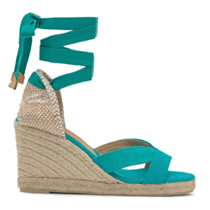 Sandalia de cuña Bailey en algodón orgánico lavado y cierre de cintas