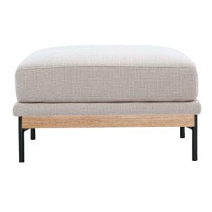 Pouf repose pieds en tissu chenille beige et métal noir TODD