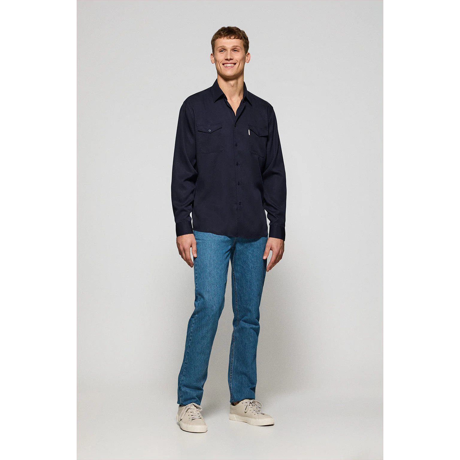 Camicia Franklin kaki blu marino con tasche regular fit