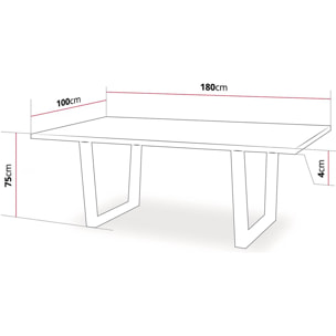 Table repas "Hollywood" - 200 x 100 x 76 cm - couleur: Chêne / Noir