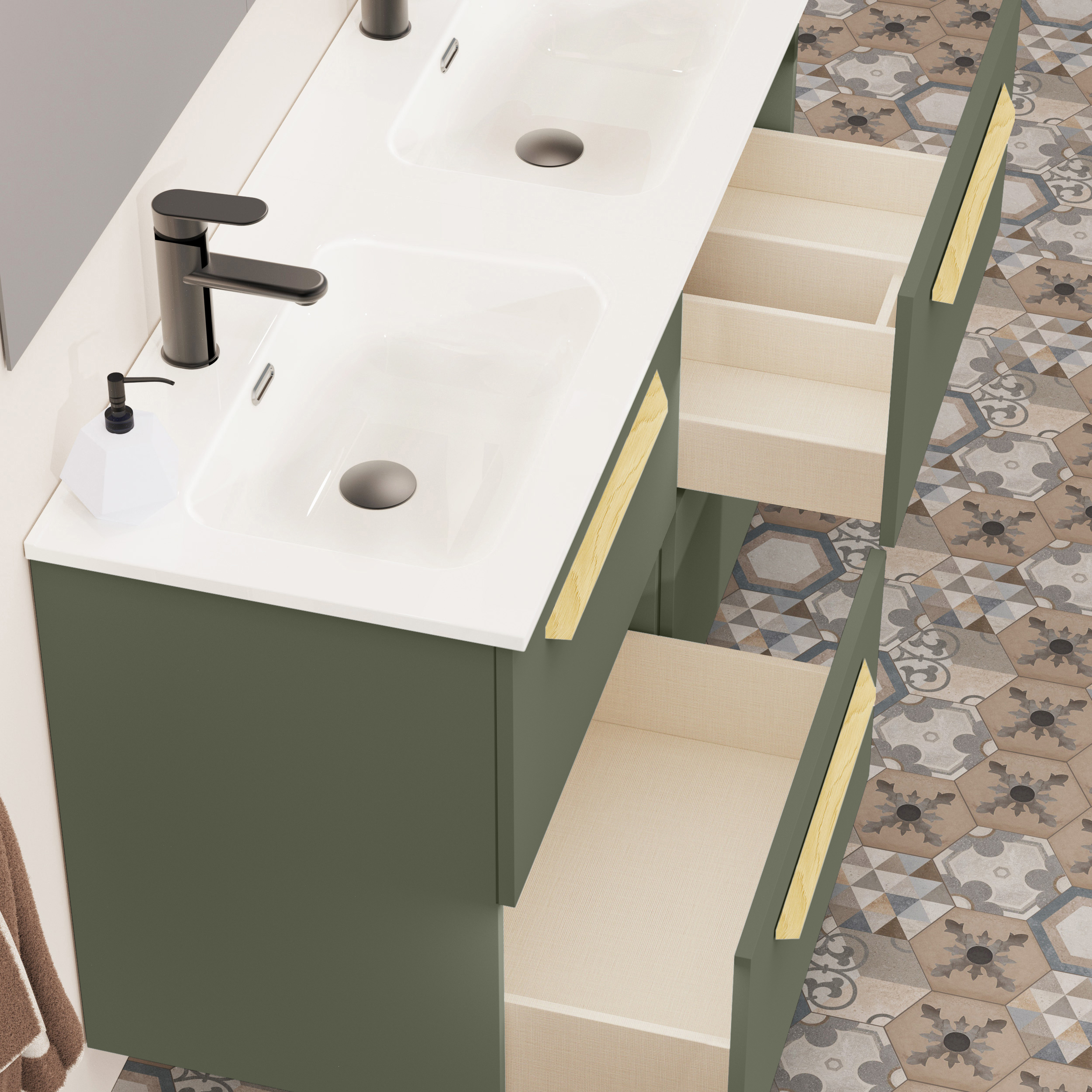 Conjunto de baño Melody, Alday, 120 cm, Verde Musgo