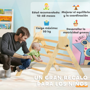 Triángulo de Escalada de Madera Plegable Escalada para Niños de 18-48 Meses para Cultivar Habilidades de Equilibrio y Coordinación 82x66x71 cm Natural