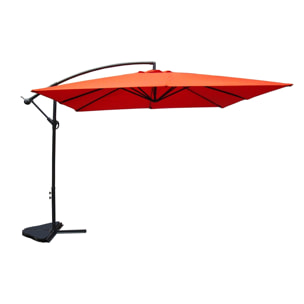 Parasol déporté 3 x 3 m terracotta RAKANO