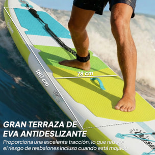 Tabla Paddle Surf Hinchable con Accesorios, 320 cm, Remo de Aluminio Ajustable, Quilla, Stand Up Paddle Board con Superficie Antideslizante de EVA, Bomba y Mochila, Carga 160 kg, para Adultos