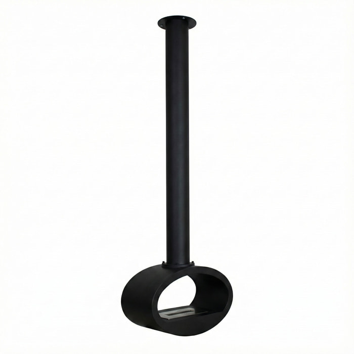 Nerone - Camino a Bioetanolo da Soffitto Sospeso Bifacciale 65x220x40 cm con Bruciatore 2,2 Litri Nero