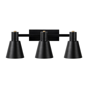 Aplique de pared, metal , negro, 60x21x21, casquillo 3 x E27 Max 40 W