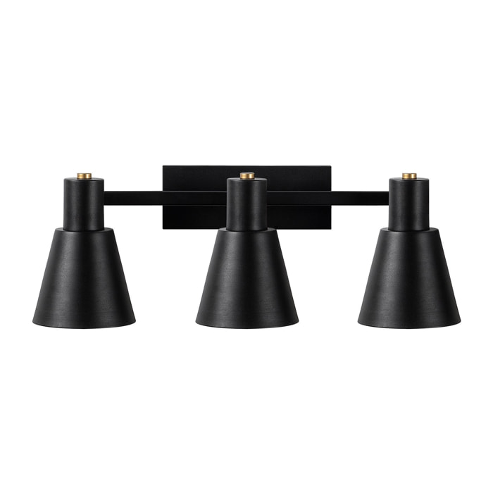 Aplique de pared, metal , negro, 60x21x21, casquillo 3 x E27 Max 40 W