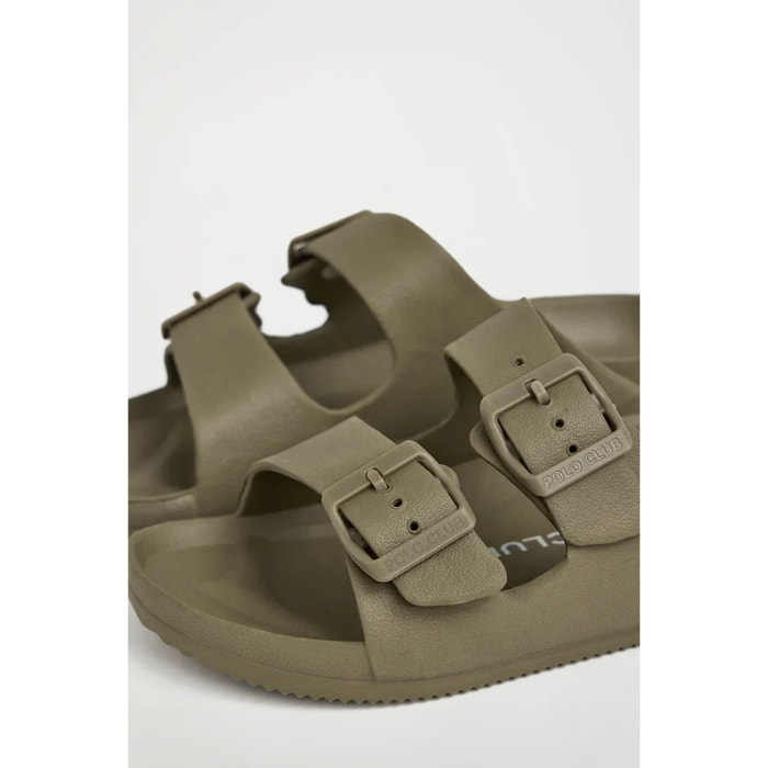 Chancla bio unisex caqui con doble hebilla Polo Club