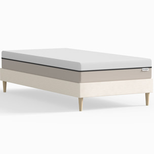 Lit en velours côtelé + Matelas Hybride à ressorts ensachés - DINA & SPRING ELITE