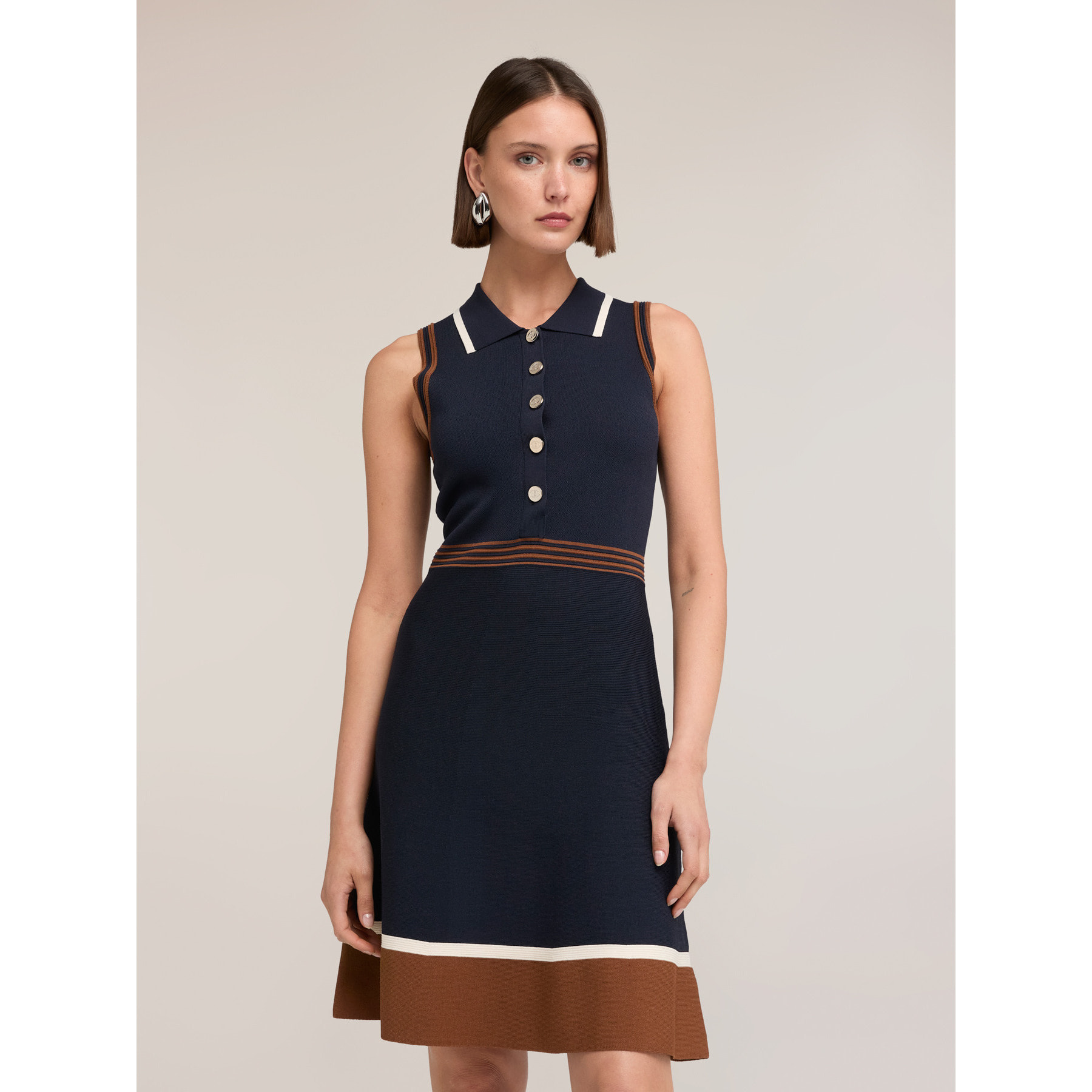 Motivi - Vestito linea ad A con colletto polo - Blu