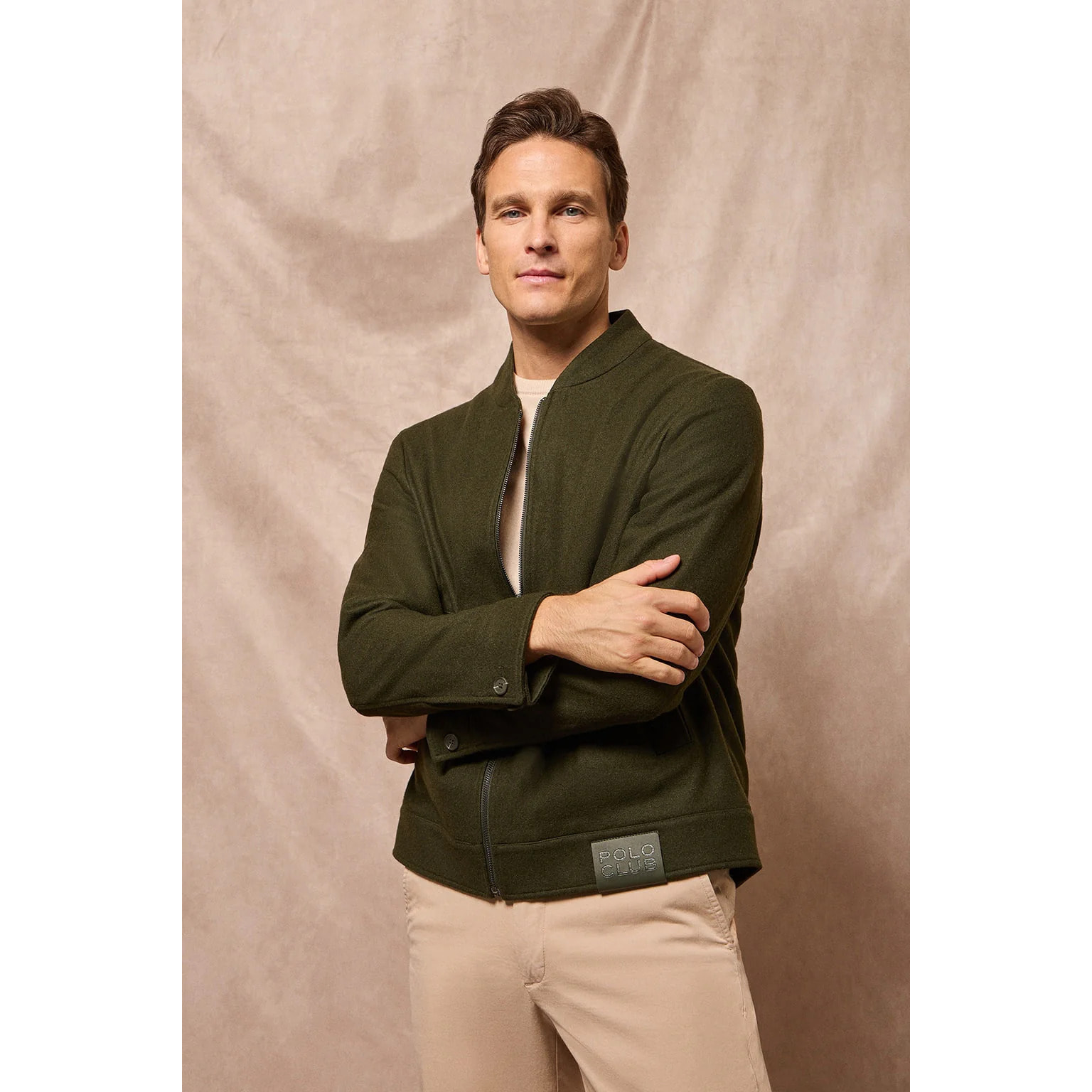 Chaqueta bomber Exeter caqui con detalles Polo Club