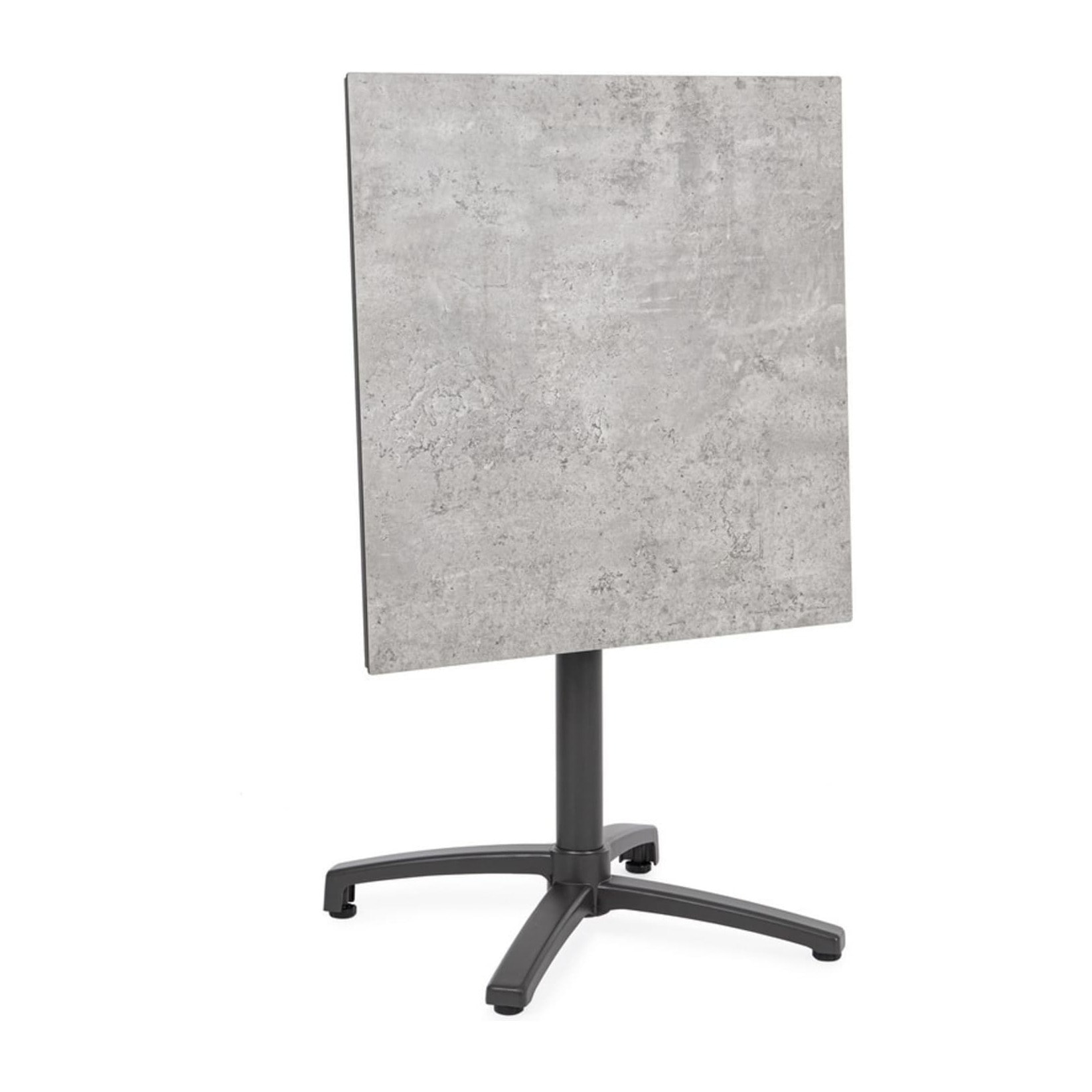 Tavolo da bar quadrato LAREDO in alluminio antracite e HPL tortora, pieghevole e impilabile, 70×70×74 cm