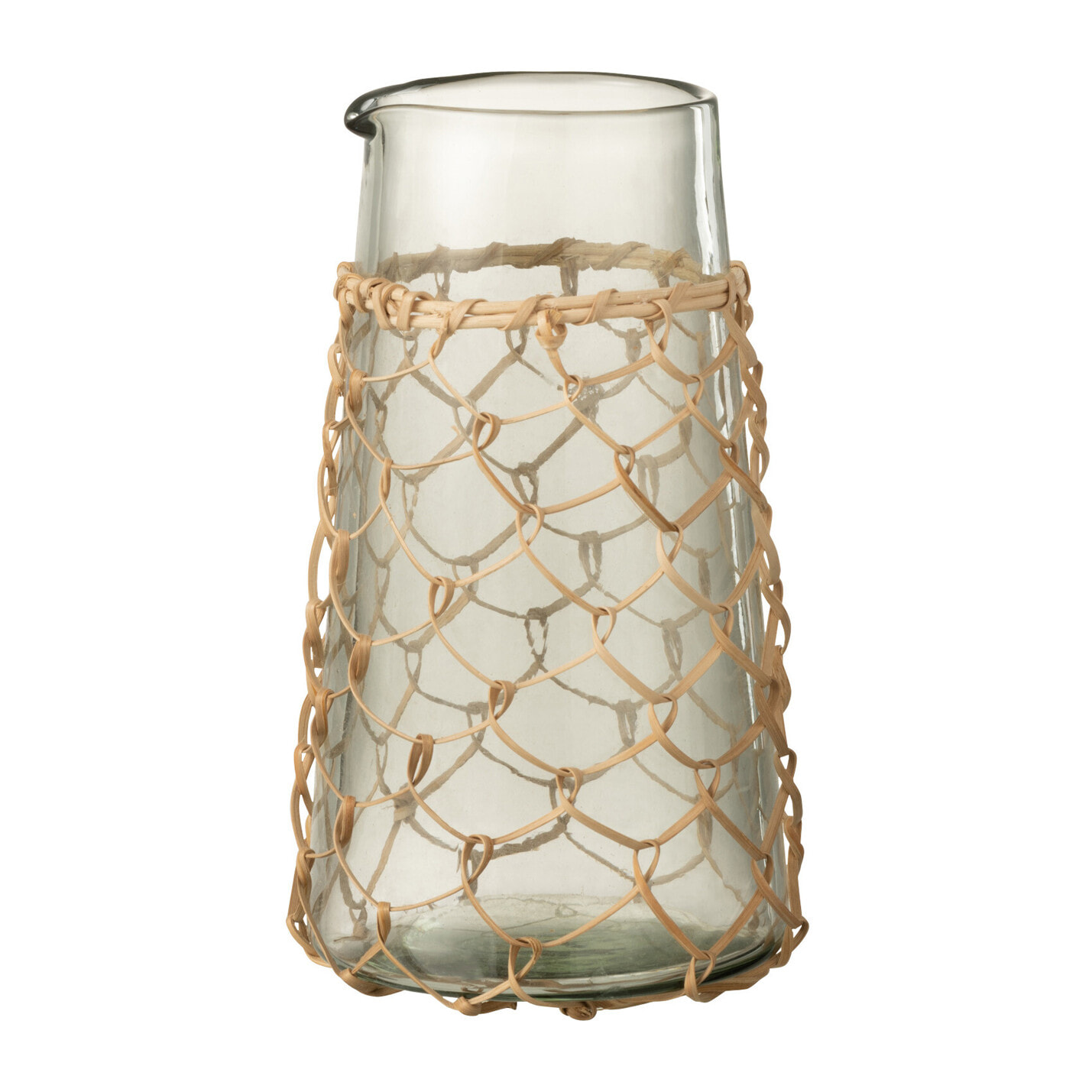 J-Line carafe Tricot - verre et rotin - transparent