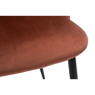 Chaises design en tissu velours rouge tomette et métal noir (lot de 2) CELESTE