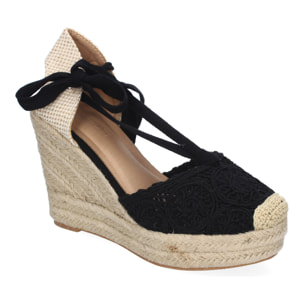 Sandalia de Cuña de Yute para Mujer, Diseño Comodo y Moderno, Elegante con Cintas
