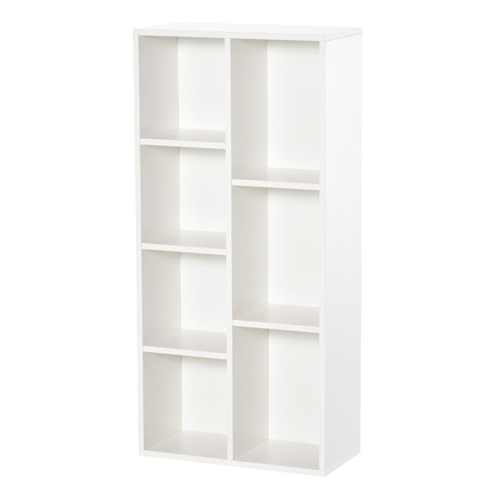 Estantería para Libros Librería de Madera con 7 Compartimentos de Almacenaje Plantas Archivos para Sala de Estar Dormitorio Oficina 50x24x106 cm Blanco