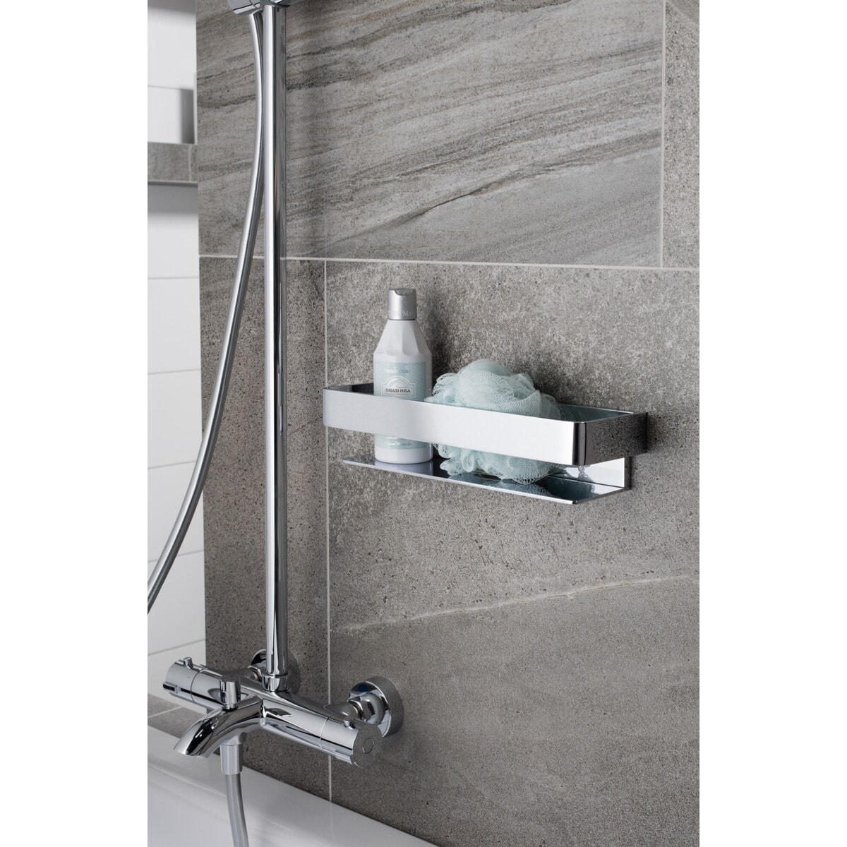 Panier de douche 20 cm en laiton massif, Chrome (SATDPOL20CH)