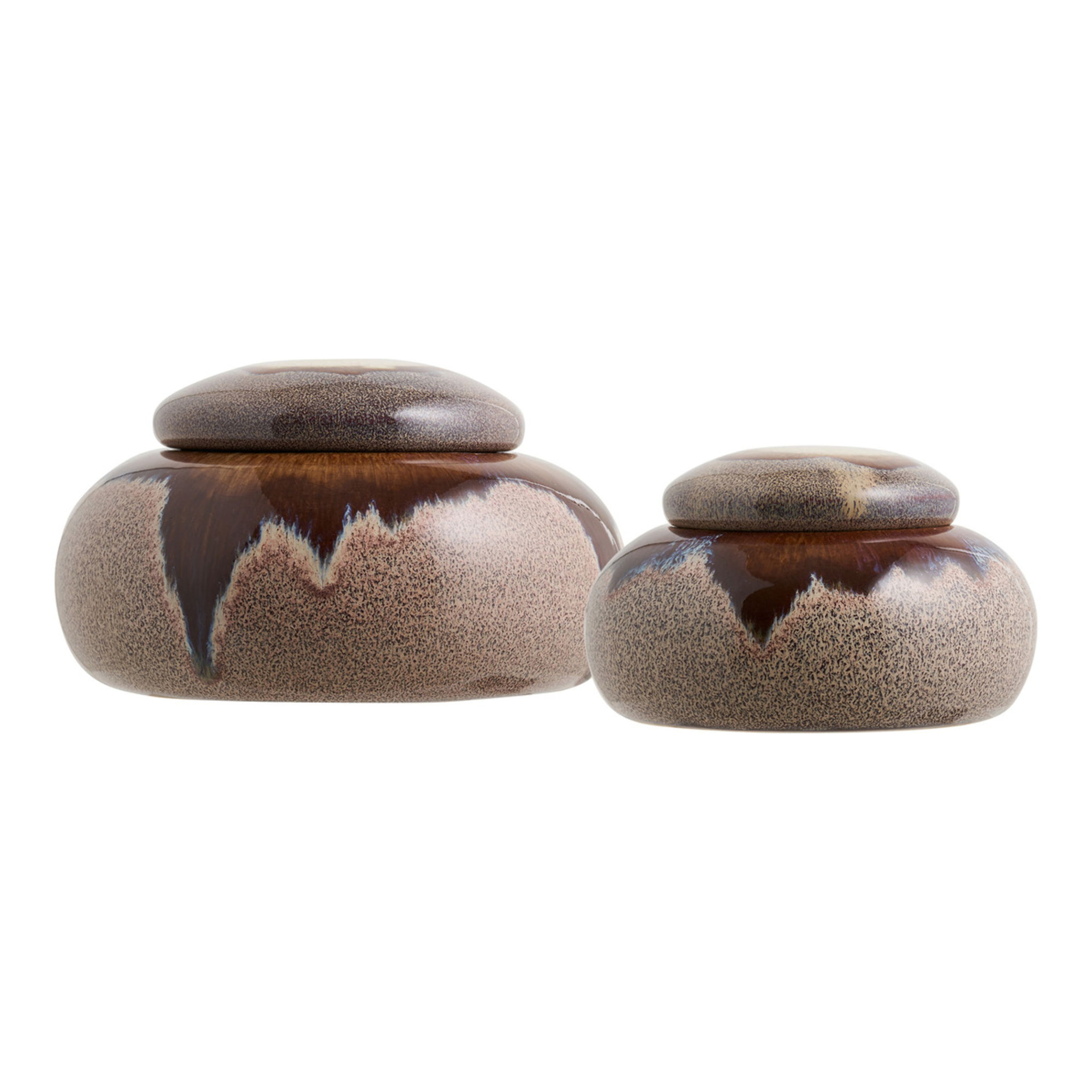 Set 2 barattoli in ceramica marrone con coperchio — misure assortite