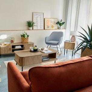 Canapé velours "Candice" 3 places ambre