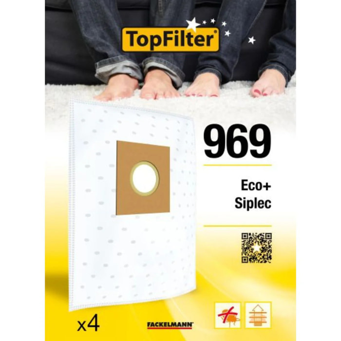 Lot de 4 sacs aspirateur Eco+ et Siplec L 501 TopFilter Premium