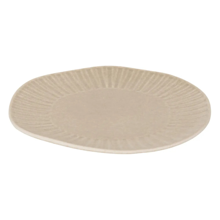 Lot de 4 Assiette plate Nyero ronde D.27cm beige