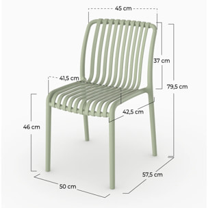 Lot de 2 chaises de jardin empilables en plastique vert pastel - Duli