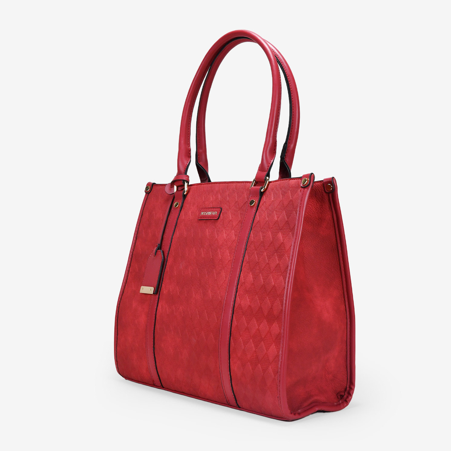 Bolso shopper rojo con cremallera y grabado