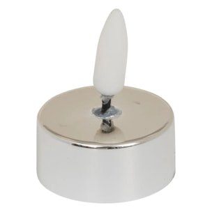 Lot de 8 bougies LED chauffe-plats D.5,5cm métal argent