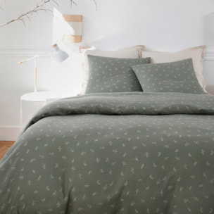 Parure housse de couette imprimé 100% gaze de coton - céleste
