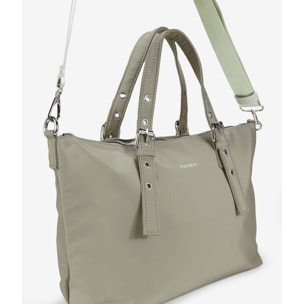 Bolso shopper verde con hebillas