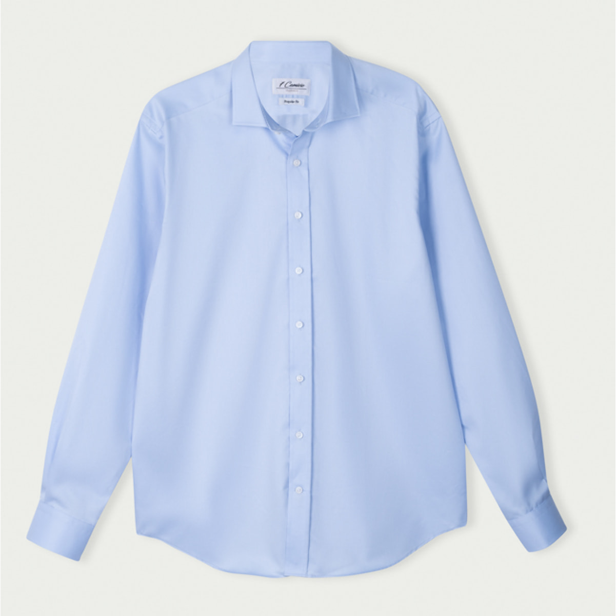Camicia Uomo 1 Bottone Francese Twill Unito Celeste