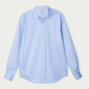 Camicia Uomo 1 Bottone Francese Twill Unito Celeste